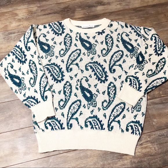 Vintage Sweaters - Vintage Chunky Pullover Sweater paisley